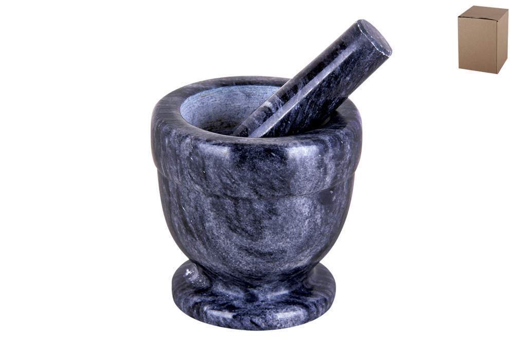 КОРАЛЛ Ступка 172537/5033 с пестиком мрамор черная 11.5*11.5*15см