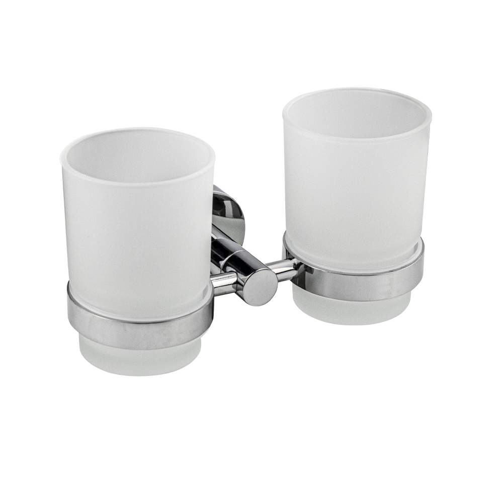 Стакан + стакан стеклянный GFmark  79160  с креплением к стене хром