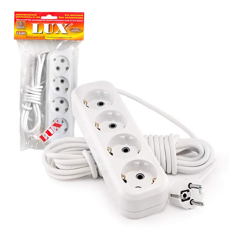 Удлинитель сетевой  LUX  У4-Е-03  4-мест.  3м  з/к