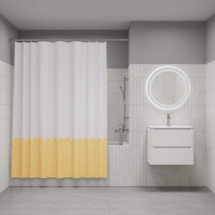 Штора д/ванной IDDIS 200*180см  полиэст. желтый  BW02P18i11