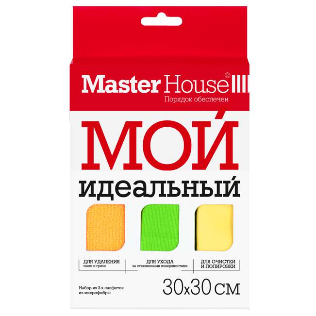 MASTERHOUSE Набор салфеток д/уборки 60167 Мой идеальный микрофибра 30*30см 3шт МН3