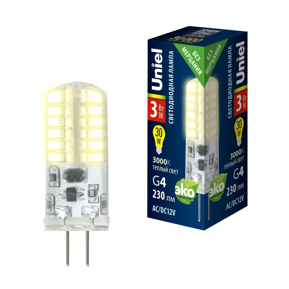 Лампа Uniel LED-JC-12/3W/3000K/G4/CL  SIZ05TR  UL-00010366
