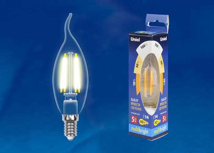 Лампа Uniel Multibright LED-CW35- 5W/WW/E14/CL/MB  GLM10TR  UL-00002368