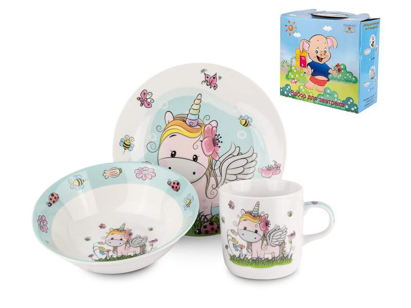 ФОКУС Набор детской посуды Единорог 3 пр. 3-518