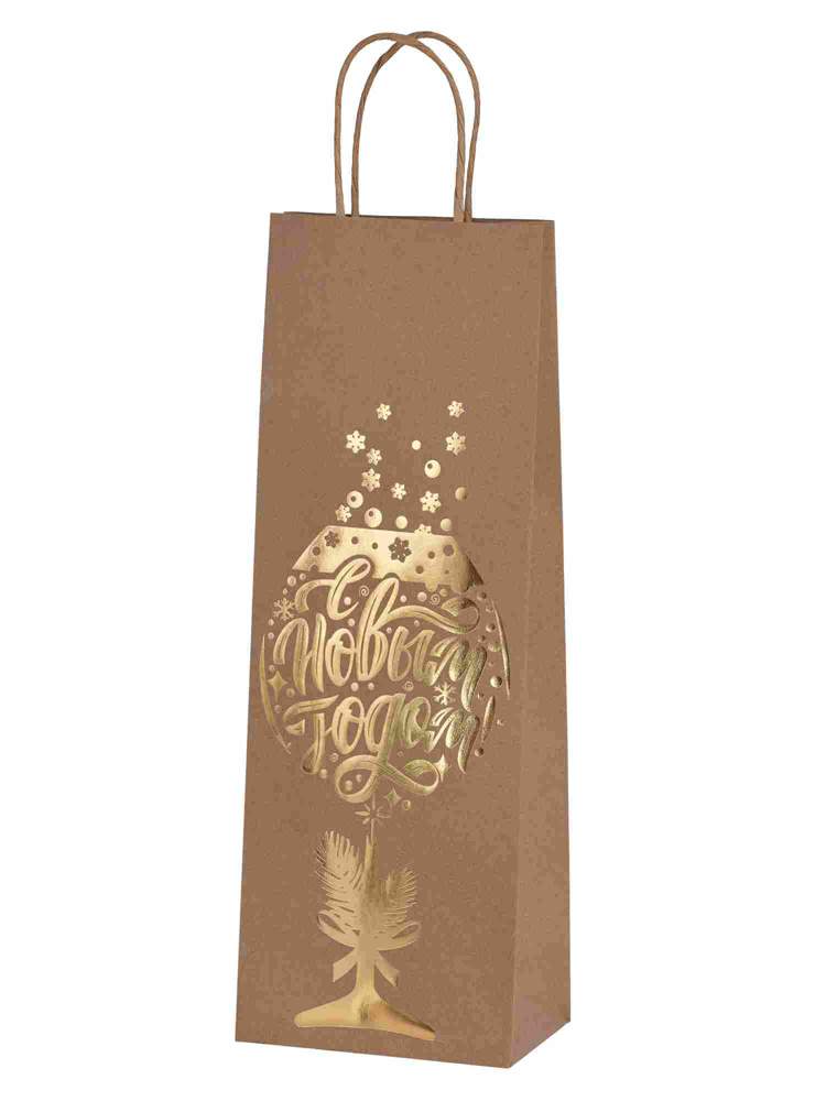 ФЕНИКС ПРЕЗЕНТ Пакет подарочный НГ 82587 крафт Бокал 12,8х36х8,3см