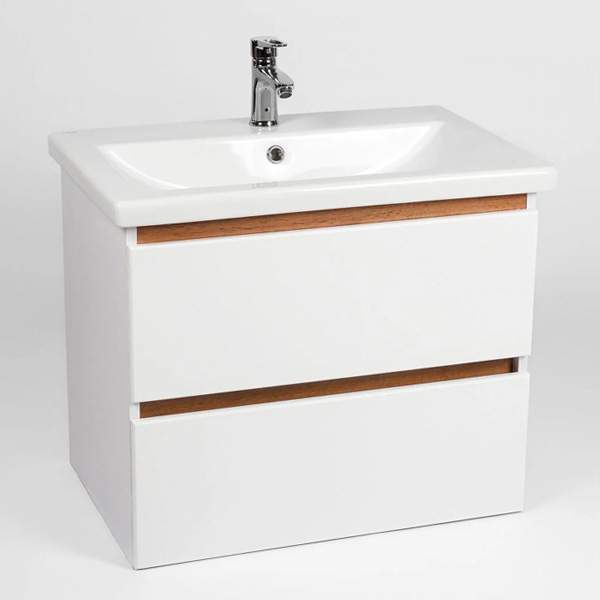 Тумба Мальта  70 2 ящ. + умыв. COMO 70  1 отв. белый (S-UM-COM70/1-w)