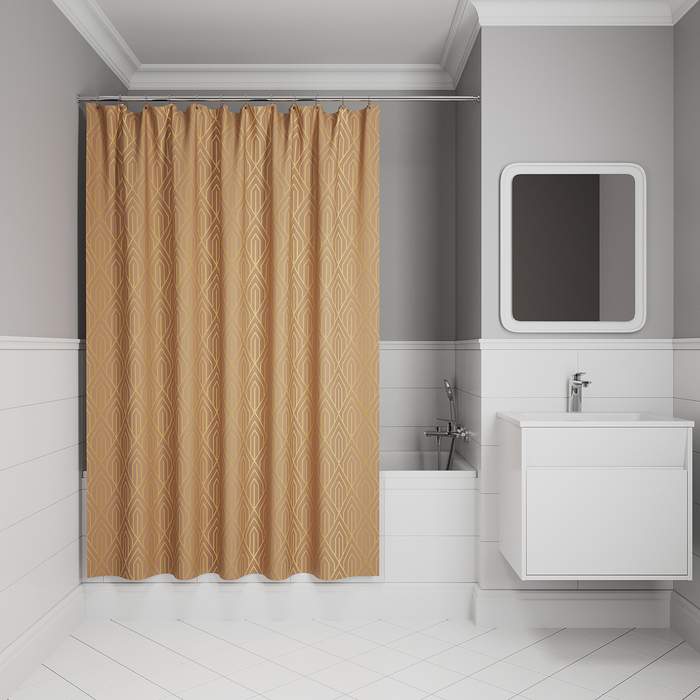 Штора д/ванной IDDIS 200*180см  полиэст. коричневый BG04P18i11