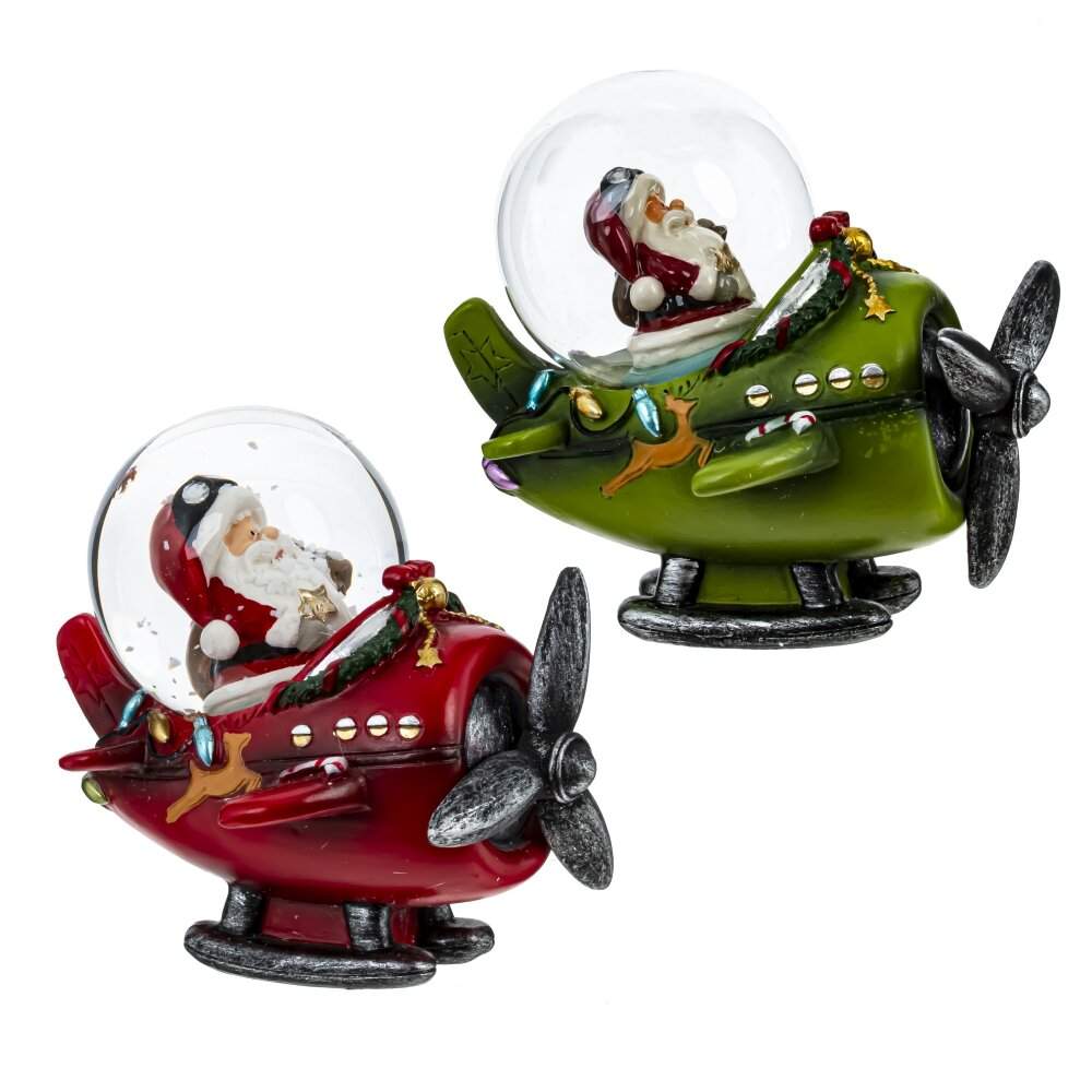 REMECO COLLECTION Фигурка 812394 Шар водяной Дед Мороз на самолете 8х6,5х8см 2 вида