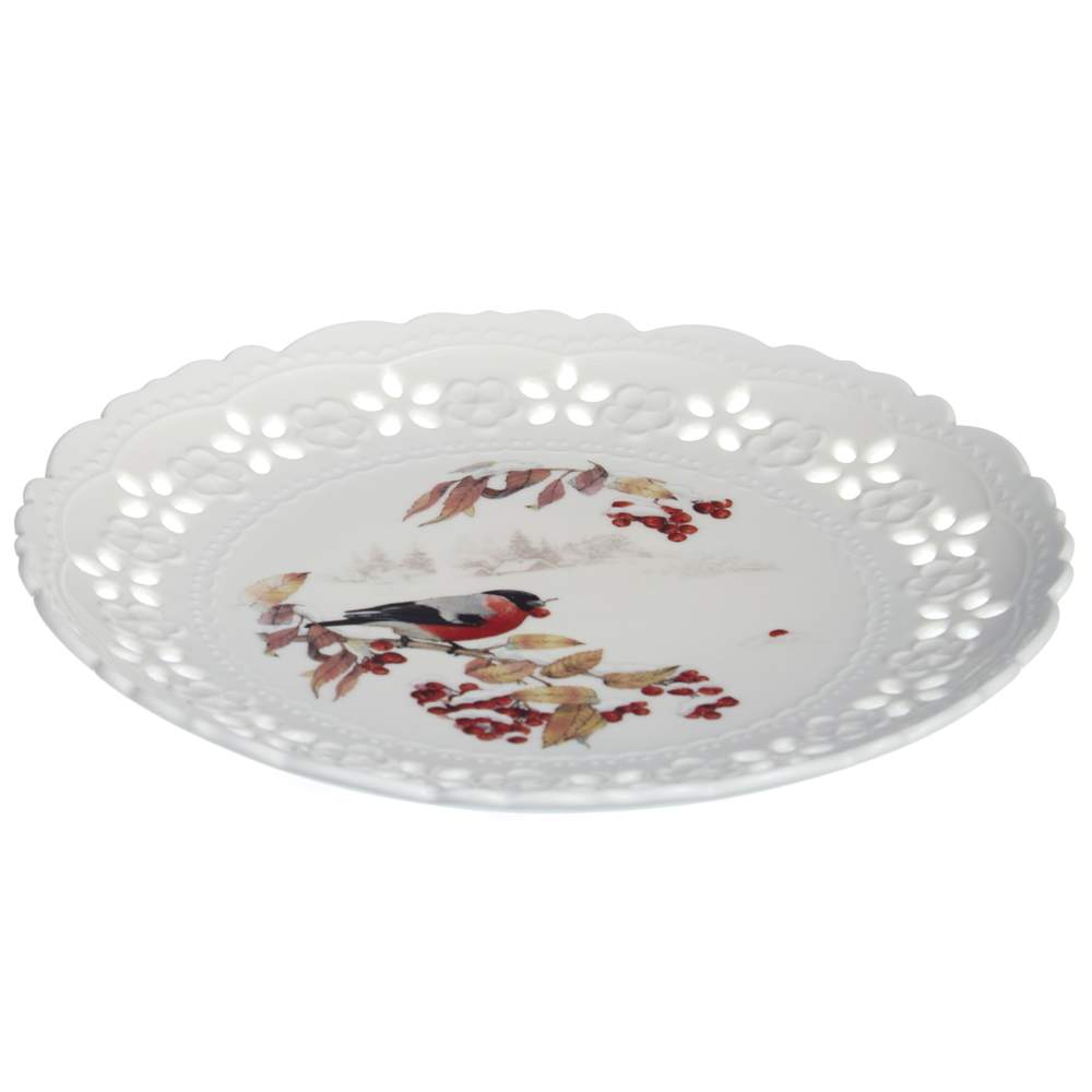 LEFARD Forest Tale Снегири Тарелка 441-054 закусочная 20,5см резной фарфор  