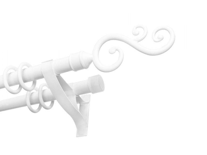 Карниз SWAN двойной с наконечником 22мм Белый  2,0м