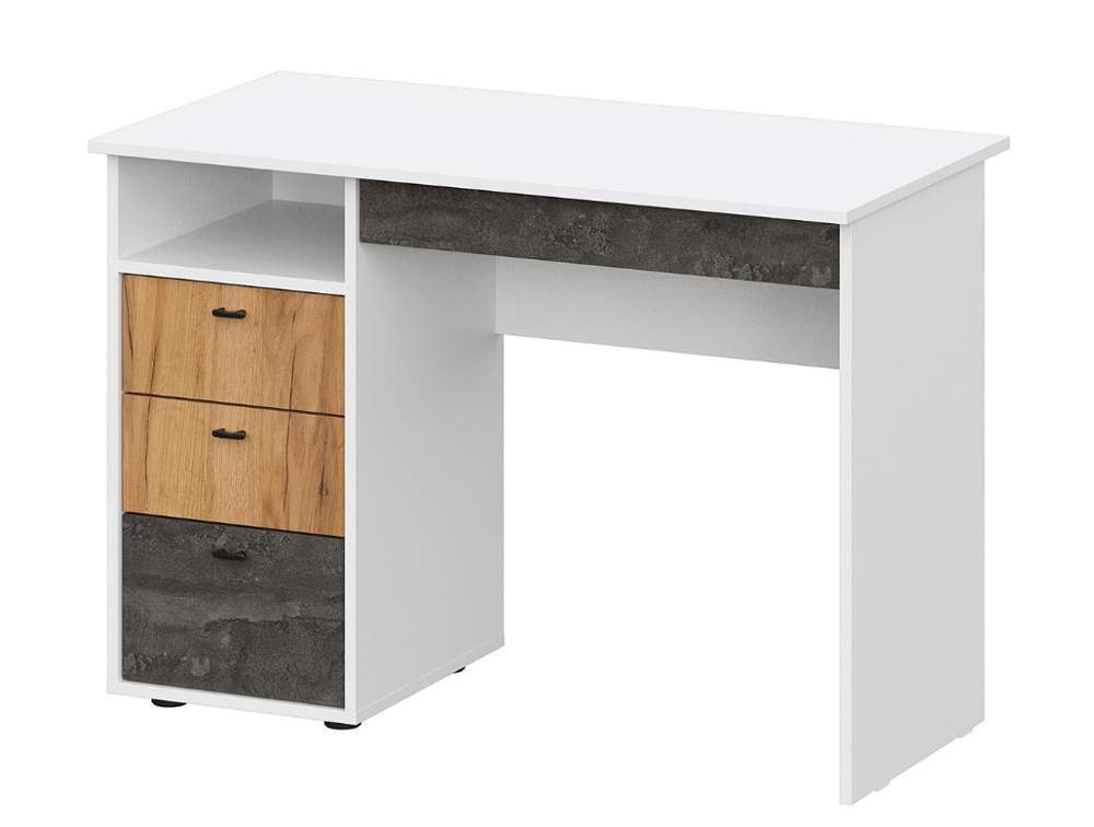 Стол писменный Анри  Белый текстурный/Дуб золотой/Железный камень